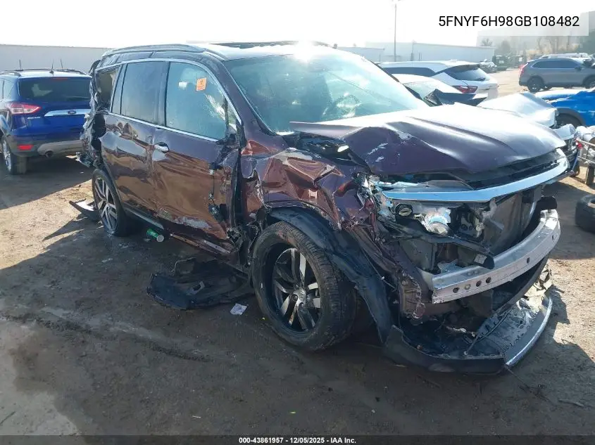 5FNYF6H98GB108482 2016 Honda Pilot Touring