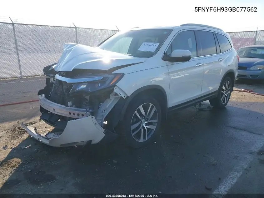 5FNYF6H93GB077562 2016 Honda Pilot Touring