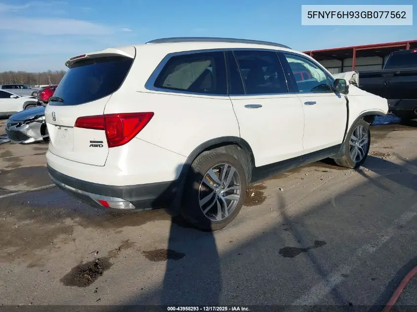 5FNYF6H93GB077562 2016 Honda Pilot Touring
