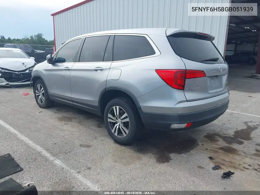 2016 Honda Pilot Ex-L VIN: 5FNYF6H58GB051939 Lot: 45414040
