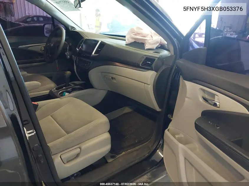 2016 Honda Pilot Ex VIN: 5FNYF5H3XGB053376 Lot: 45537148
