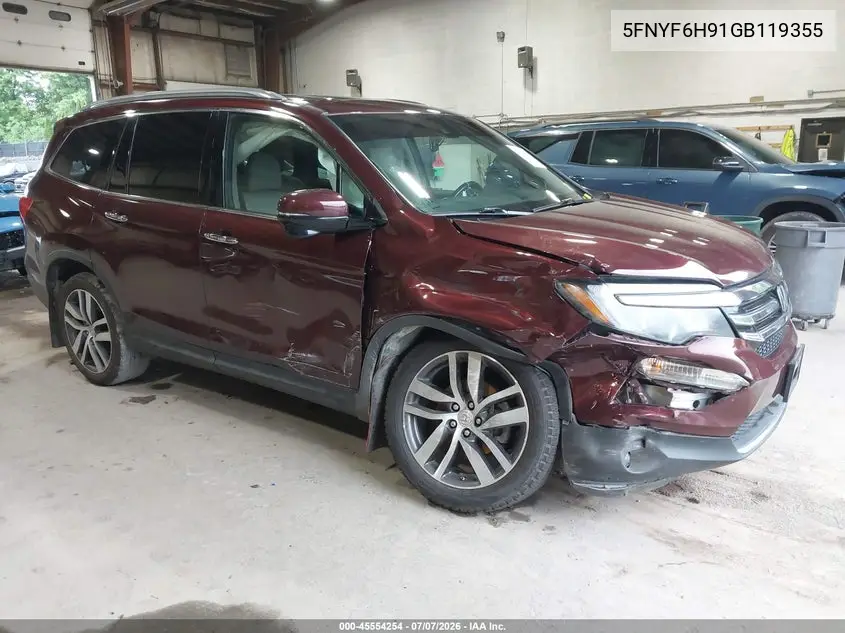 2016 Honda Pilot Touring VIN: 5FNYF6H91GB119355 Lot: 45554254