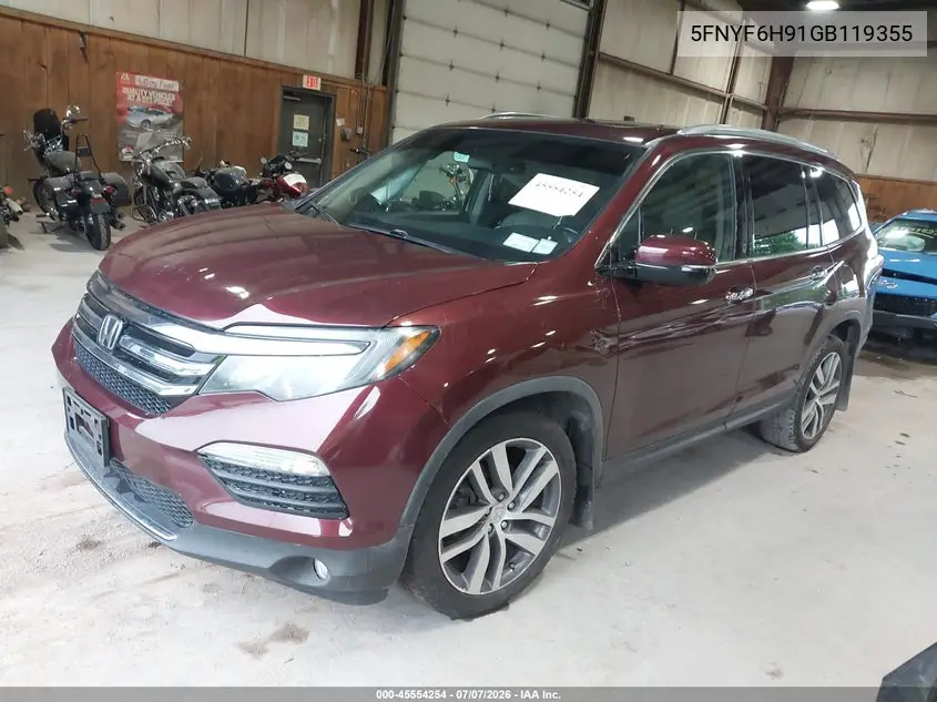 2016 Honda Pilot Touring VIN: 5FNYF6H91GB119355 Lot: 45554254