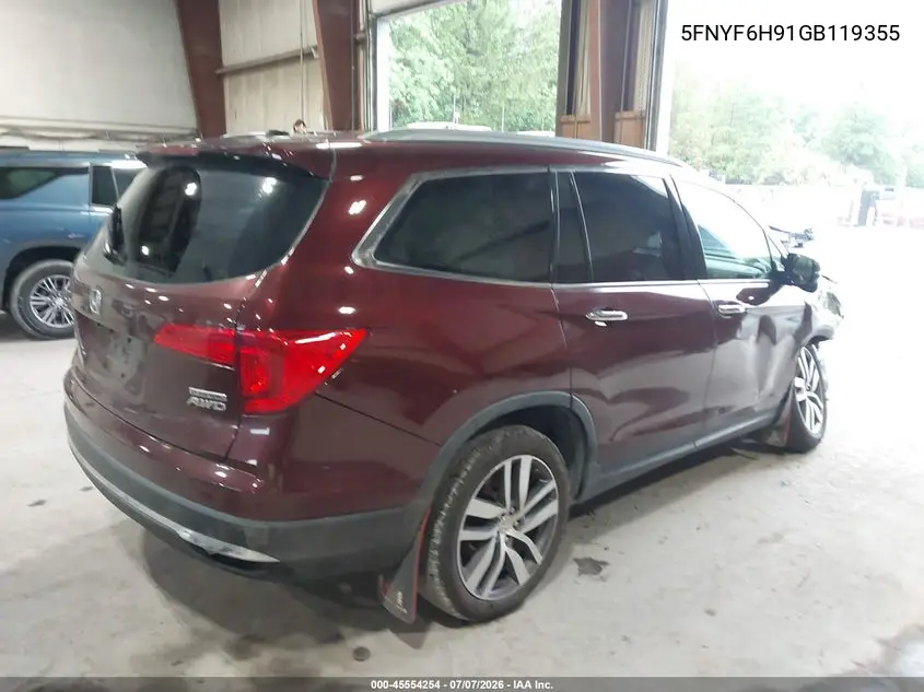 2016 Honda Pilot Touring VIN: 5FNYF6H91GB119355 Lot: 45554254
