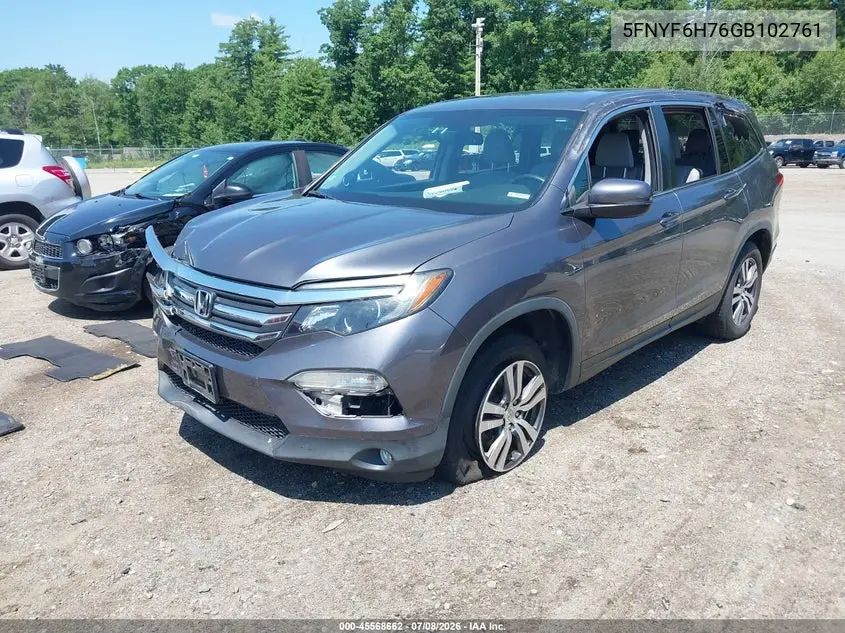 2016 Honda Pilot Ex-L VIN: 5FNYF6H76GB102761 Lot: 45568662