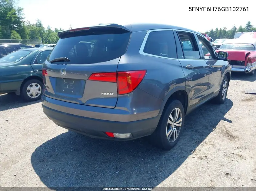 2016 Honda Pilot Ex-L VIN: 5FNYF6H76GB102761 Lot: 45568662