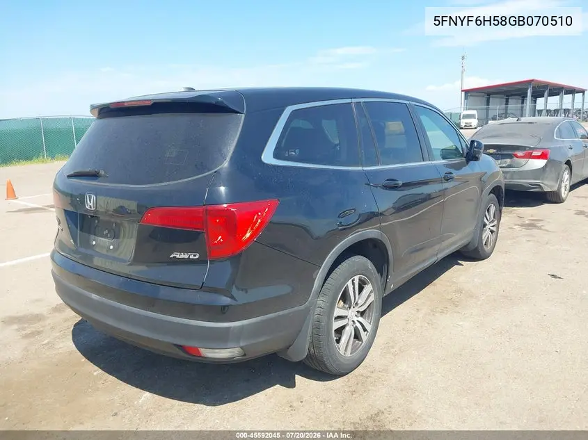 2016 Honda Pilot Ex-L VIN: 5FNYF6H58GB070510 Lot: 45592045