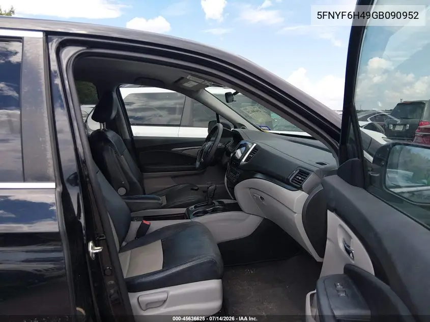 2016 Honda Pilot Ex VIN: 5FNYF6H49GB090952 Lot: 45636625
