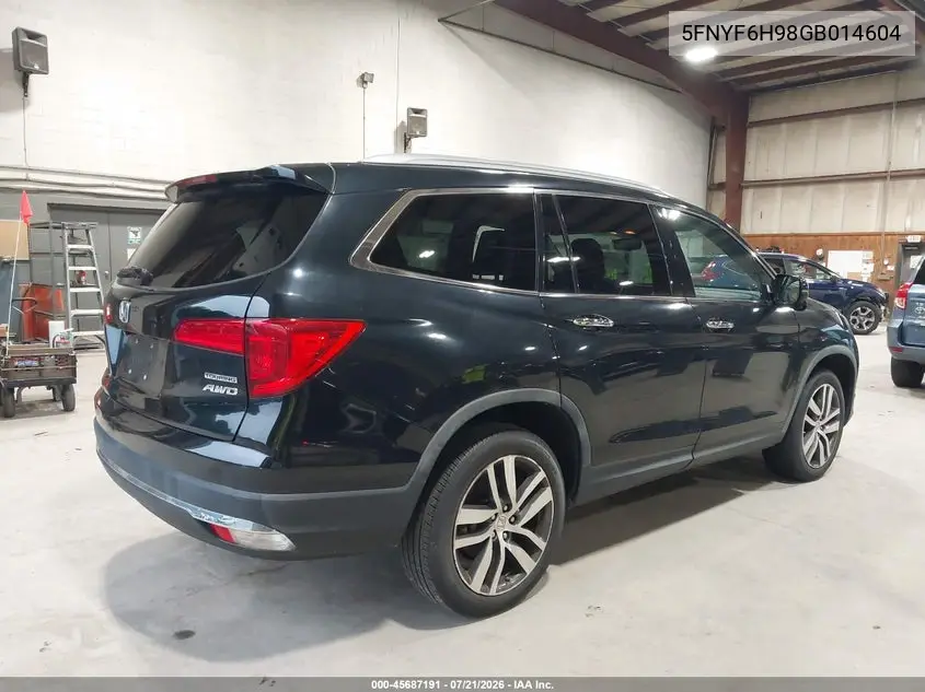 2016 Honda Pilot Touring VIN: 5FNYF6H98GB014604 Lot: 45687191