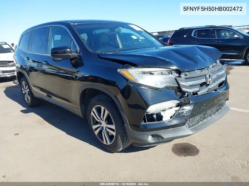 5FNYF5H50HB002472 2017 Honda Pilot Ex-L