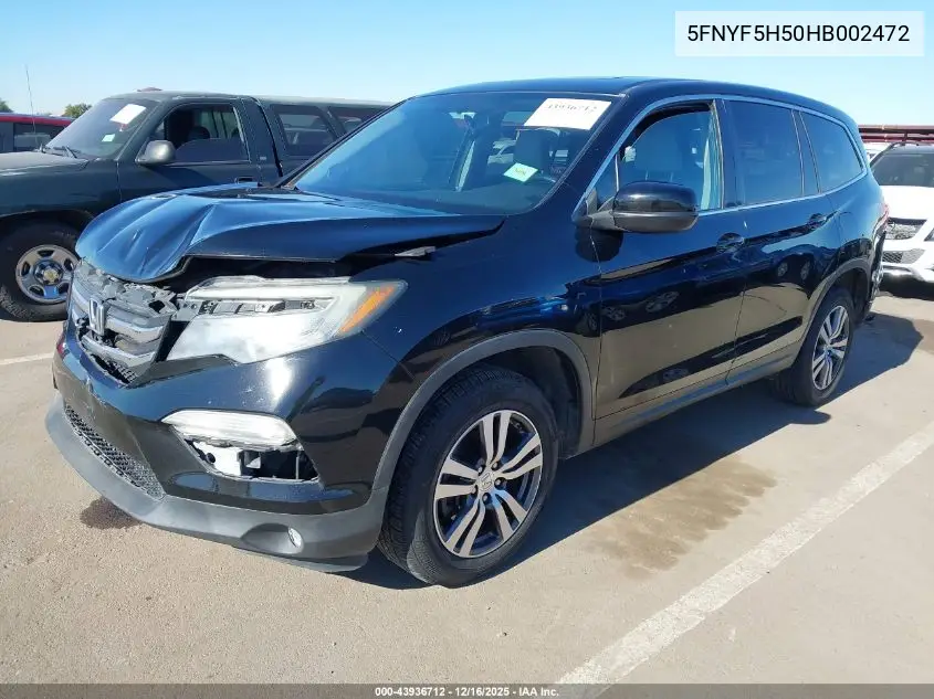 5FNYF5H50HB002472 2017 Honda Pilot Ex-L
