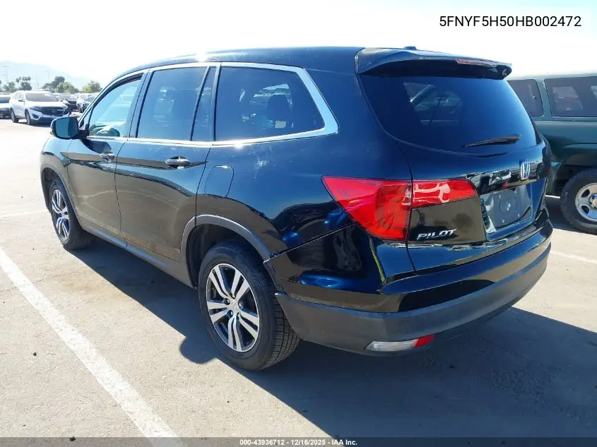 5FNYF5H50HB002472 2017 Honda Pilot Ex-L