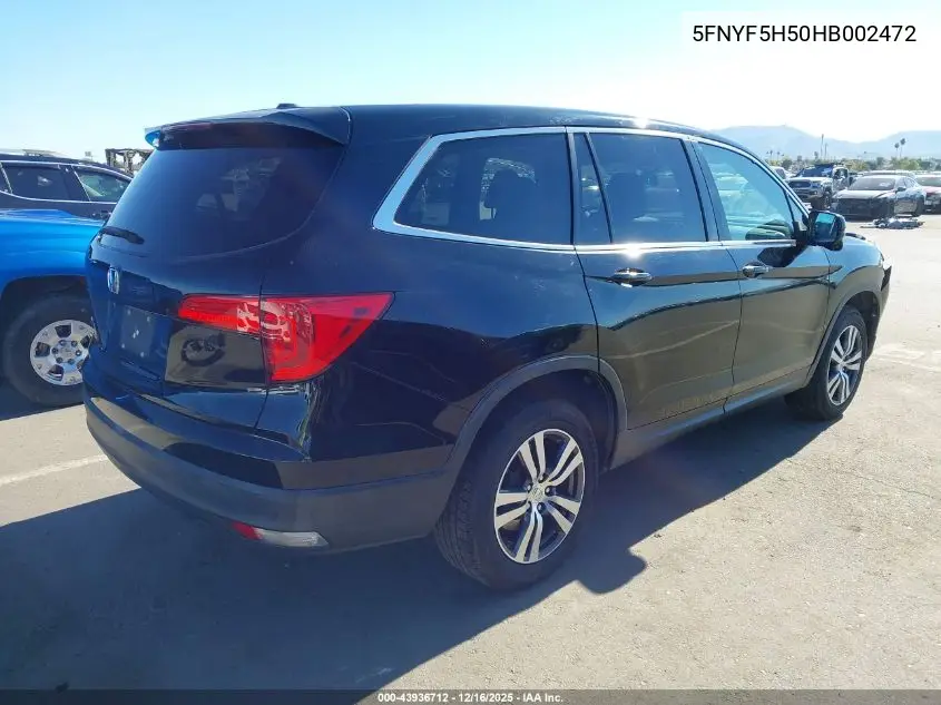 5FNYF5H50HB002472 2017 Honda Pilot Ex-L