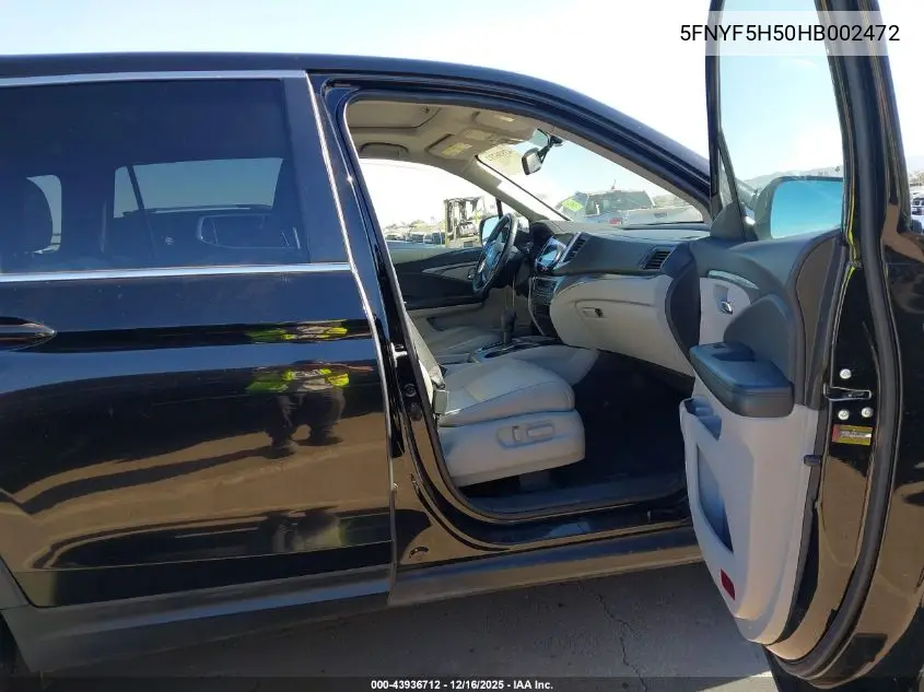 5FNYF5H50HB002472 2017 Honda Pilot Ex-L