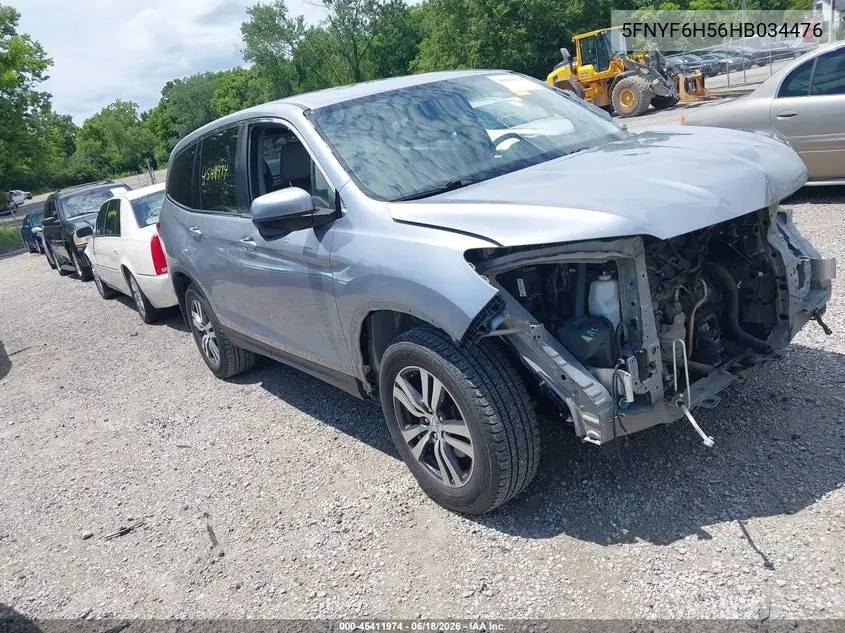 2017 Honda Pilot Ex-L VIN: 5FNYF6H56HB034476 Lot: 45411974