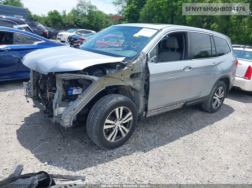 2017 Honda Pilot Ex-L VIN: 5FNYF6H56HB034476 Lot: 45411974