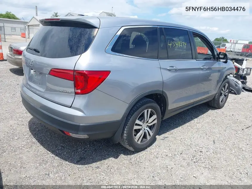 2017 Honda Pilot Ex-L VIN: 5FNYF6H56HB034476 Lot: 45411974