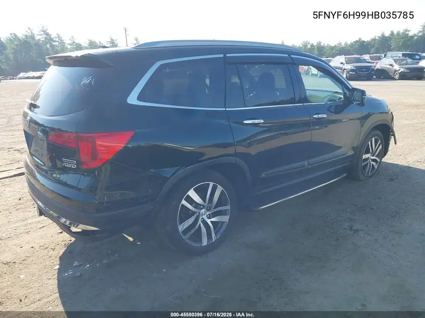 2017 Honda Pilot Touring VIN: 5FNYF6H99HB035785 Lot: 45580396