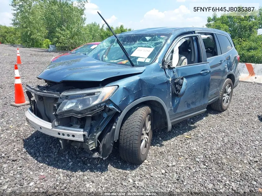 2018 Honda Pilot Ex VIN: 5FNYF6H45JB035387 Lot: 45472234