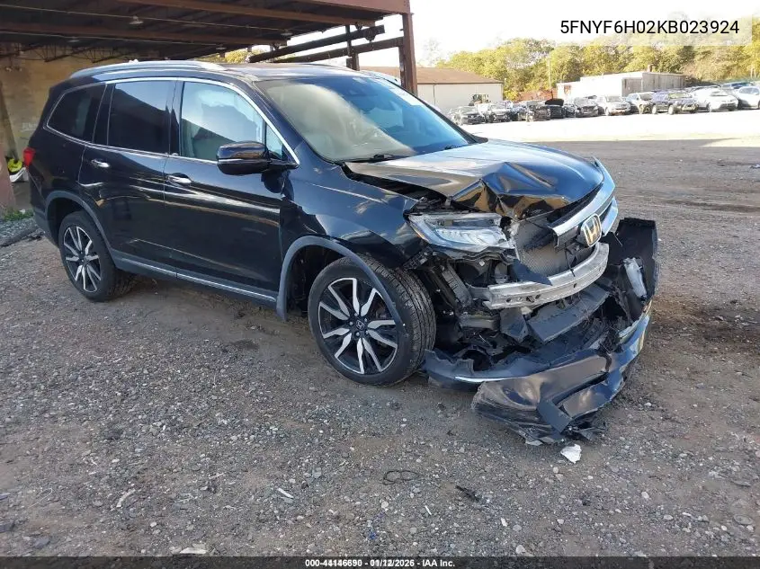 5FNYF6H02KB023924 2019 Honda Pilot Elite