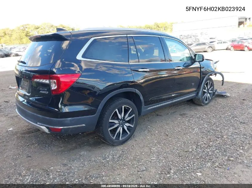 5FNYF6H02KB023924 2019 Honda Pilot Elite