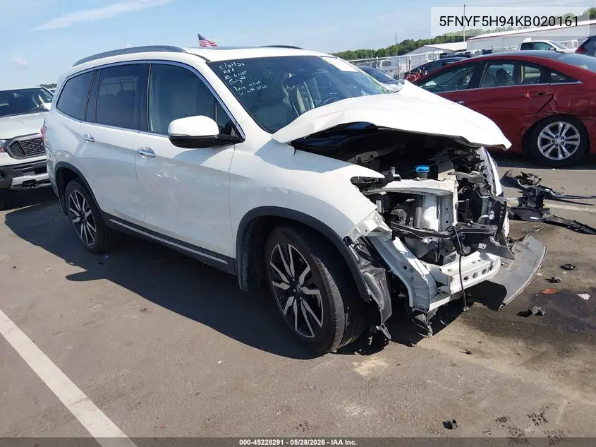 2019 Honda Pilot Touring VIN: 5FNYF5H94KB020161 Lot: 45228291