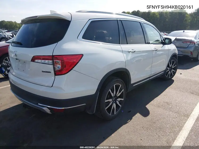 2019 Honda Pilot Touring VIN: 5FNYF5H94KB020161 Lot: 45228291