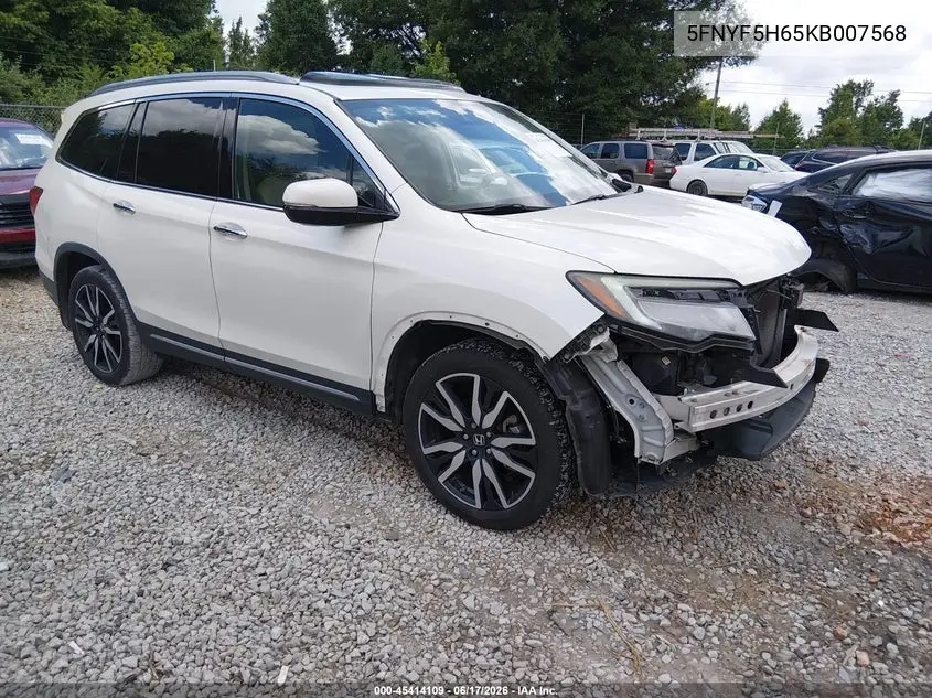 2019 Honda Pilot Touring VIN: 5FNYF5H65KB007568 Lot: 45414109