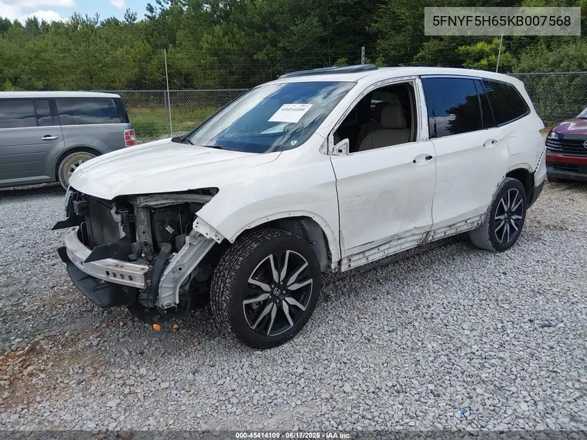 2019 Honda Pilot Touring VIN: 5FNYF5H65KB007568 Lot: 45414109