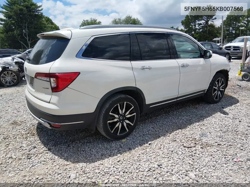 2019 Honda Pilot Touring VIN: 5FNYF5H65KB007568 Lot: 45414109