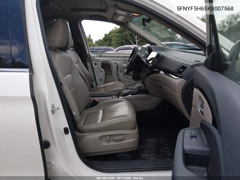 2019 Honda Pilot Touring VIN: 5FNYF5H65KB007568 Lot: 45414109