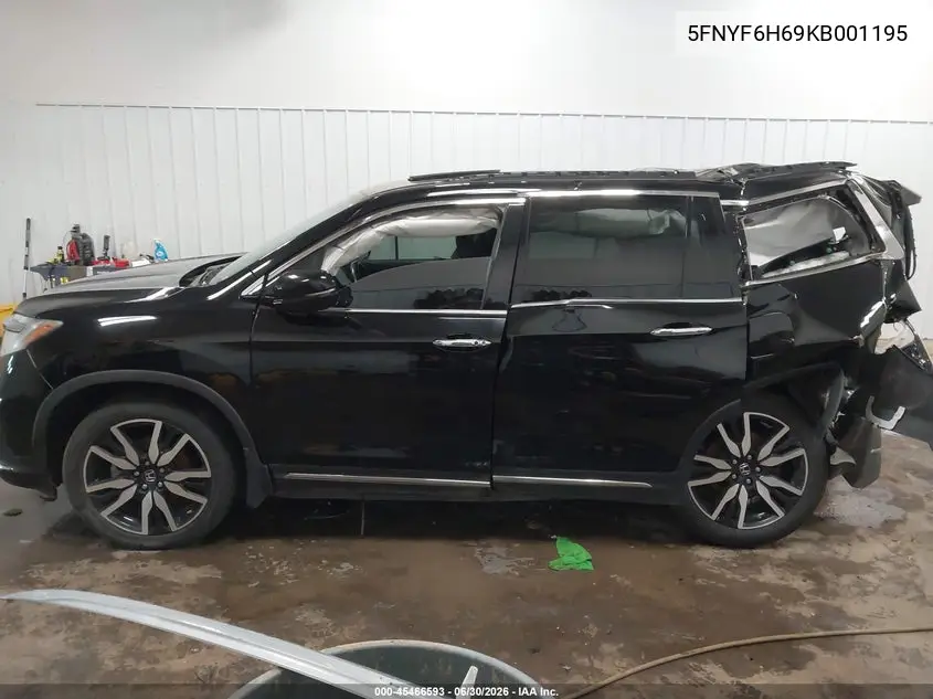 2019 Honda Pilot Touring VIN: 5FNYF6H69KB001195 Lot: 45466593