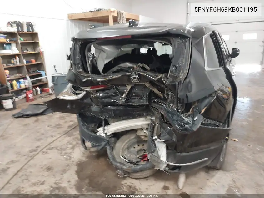 2019 Honda Pilot Touring VIN: 5FNYF6H69KB001195 Lot: 45466593