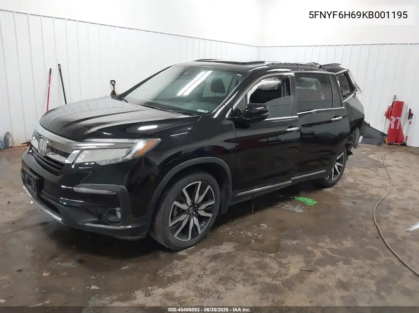 2019 Honda Pilot Touring VIN: 5FNYF6H69KB001195 Lot: 45466593