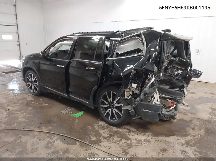 2019 Honda Pilot Touring VIN: 5FNYF6H69KB001195 Lot: 45466593