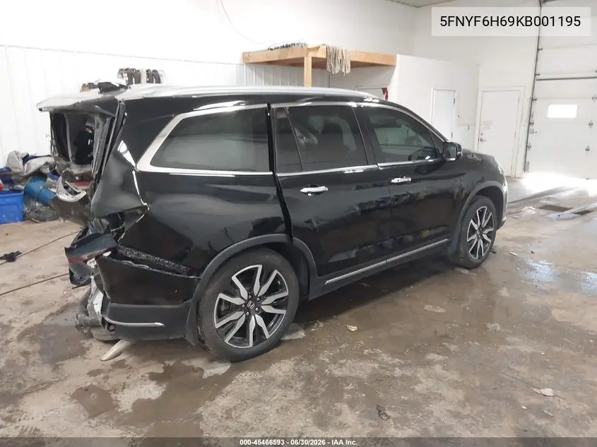 2019 Honda Pilot Touring VIN: 5FNYF6H69KB001195 Lot: 45466593
