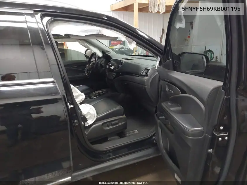 2019 Honda Pilot Touring VIN: 5FNYF6H69KB001195 Lot: 45466593