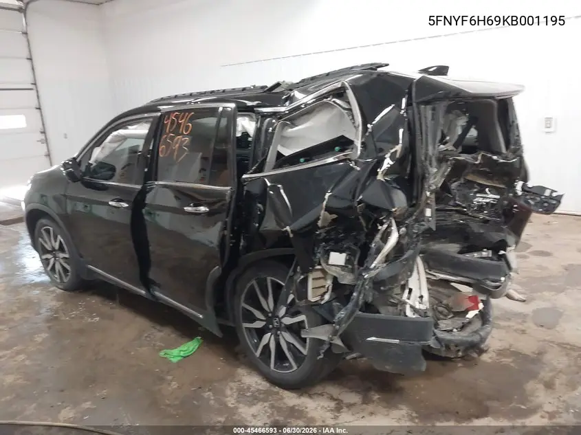 2019 Honda Pilot Touring VIN: 5FNYF6H69KB001195 Lot: 45466593