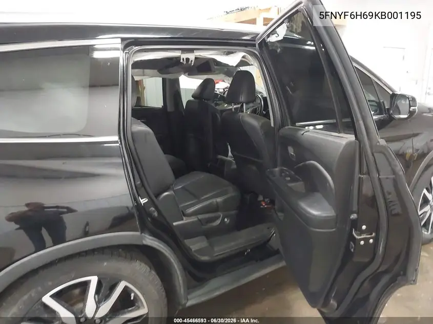 2019 Honda Pilot Touring VIN: 5FNYF6H69KB001195 Lot: 45466593