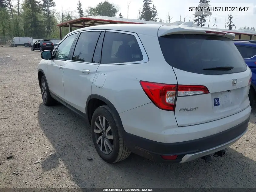2020 Honda Pilot Exl VIN: 5FNYF6H57LB021647 Lot: 44989874