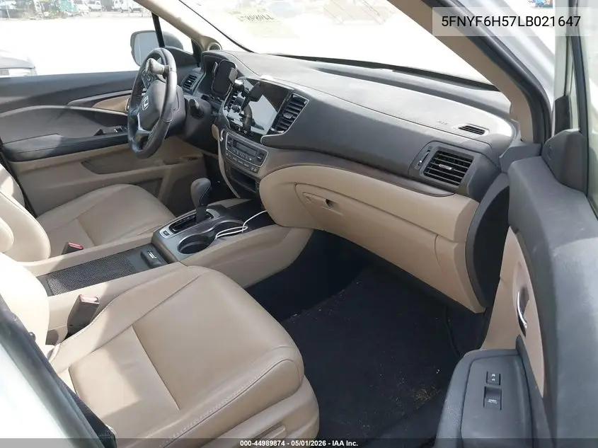 2020 Honda Pilot Exl VIN: 5FNYF6H57LB021647 Lot: 44989874