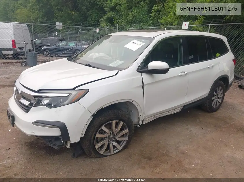 2020 Honda Pilot Awd Ex-L VIN: 5FNYF6H51LB011275 Lot: 45654015