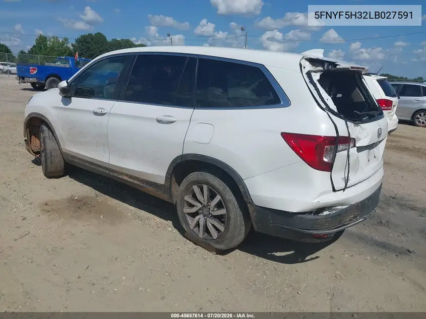 2020 Honda Pilot 2Wd Ex VIN: 5FNYF5H32LB027591 Lot: 45657614