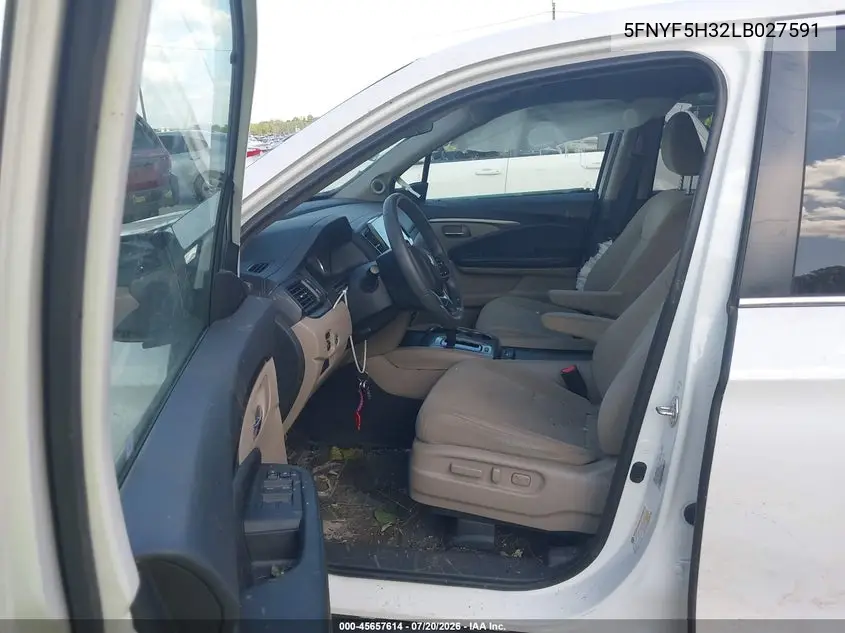 2020 Honda Pilot 2Wd Ex VIN: 5FNYF5H32LB027591 Lot: 45657614