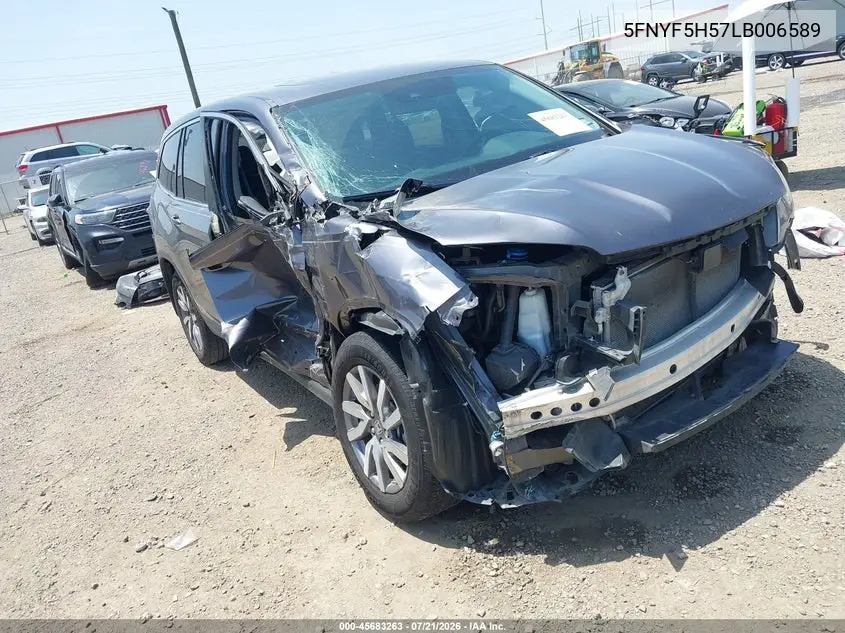 2020 Honda Pilot 2Wd Ex-L VIN: 5FNYF5H57LB006589 Lot: 45683263