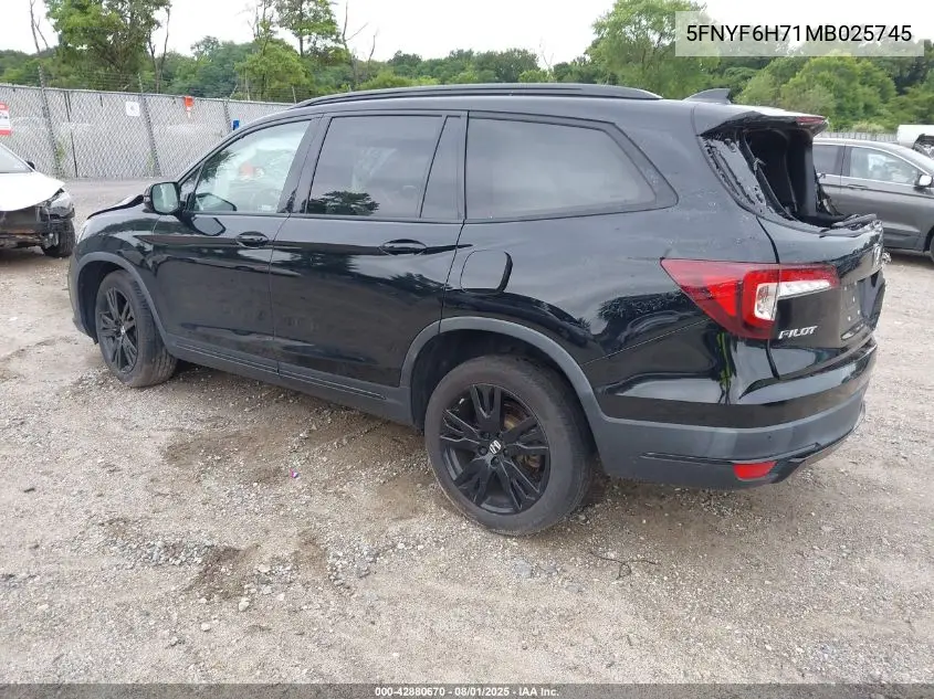 5FNYF6H71MB025745 2021 Honda Pilot Awd Black Edition