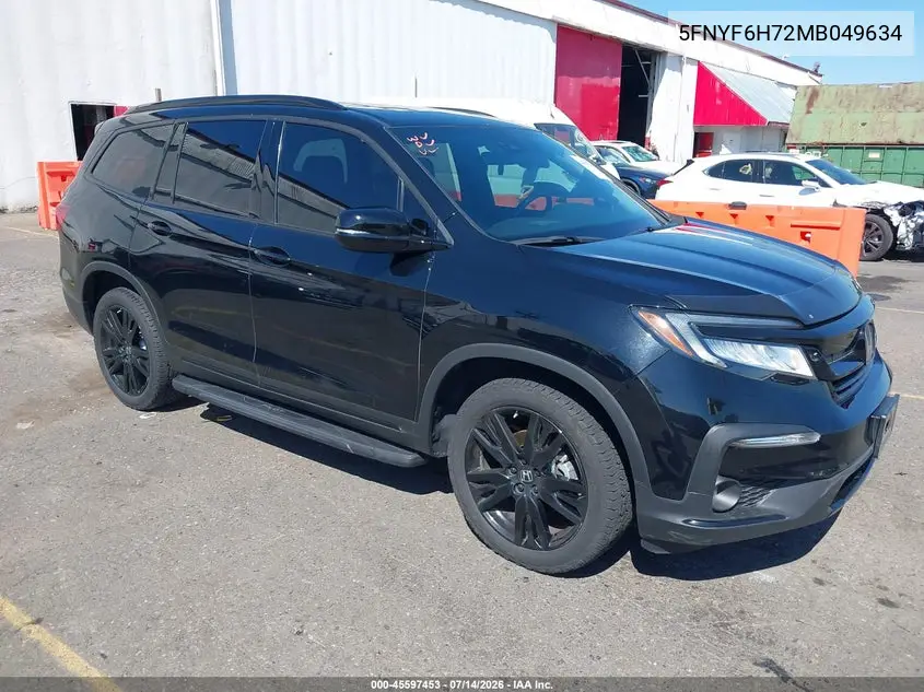 2021 Honda Pilot Awd Black Edition VIN: 5FNYF6H72MB049634 Lot: 45597453
