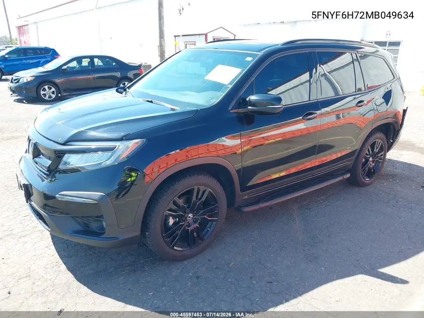 2021 Honda Pilot Awd Black Edition VIN: 5FNYF6H72MB049634 Lot: 45597453