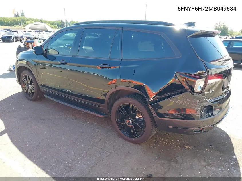 2021 Honda Pilot Awd Black Edition VIN: 5FNYF6H72MB049634 Lot: 45597453