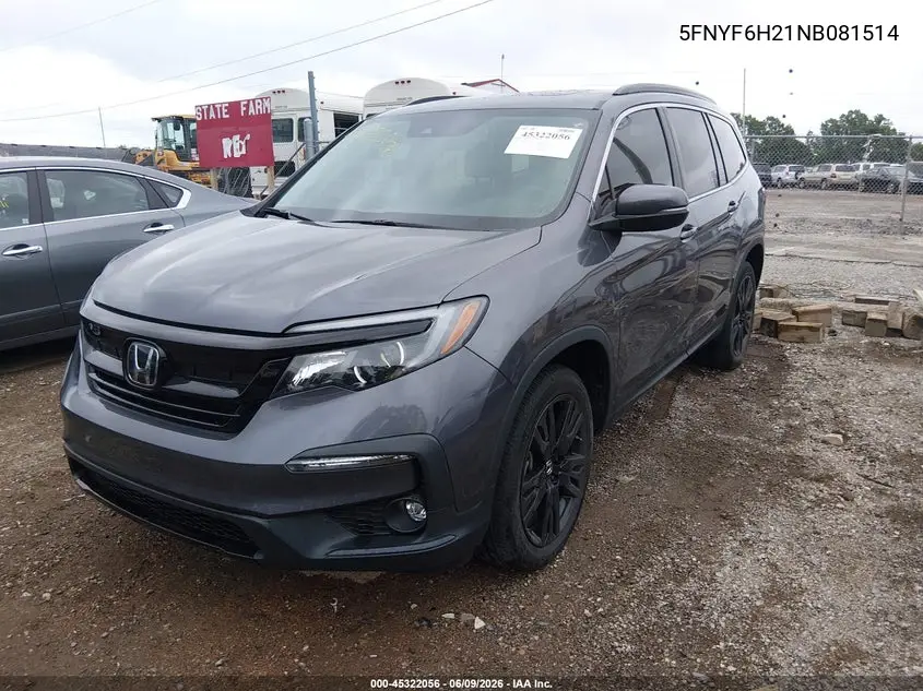 2022 Honda Pilot Awd Special Edition VIN: 5FNYF6H21NB081514 Lot: 45322056